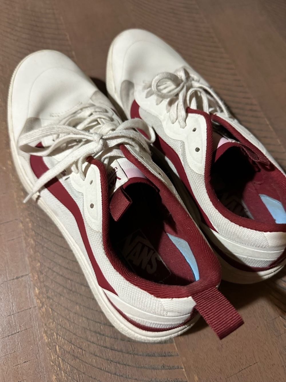 Vans White and Maroon, Men’s size 10.5